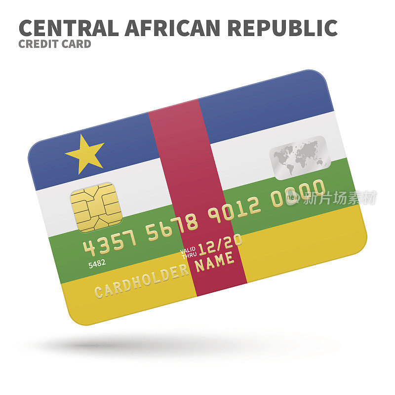 Credit card with Central African Republic flag background for bank